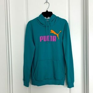 Puma Teal Hoodie with Bold Logo